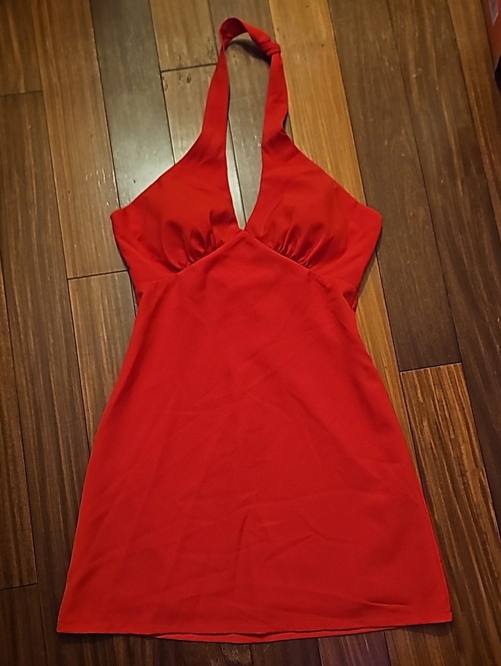 Red Halter V-Neck Women’s Dress